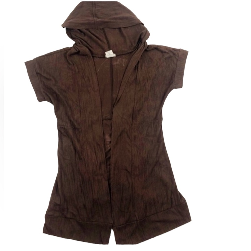 Maurices Hooded Short Sleeve Cardigan Brown